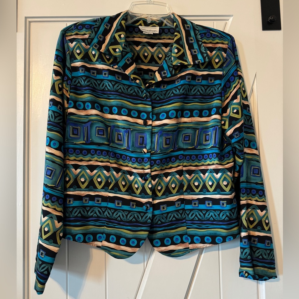 Vintage Fireplace Women’s Size Large L Blazer Lightweight Button Down